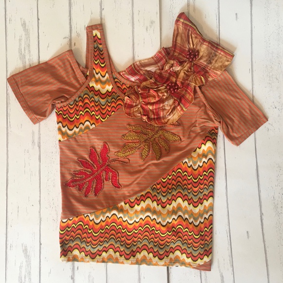 Save The Queen Plaid Ruffle Cold Shoulder Top xl - Picture 2 of 12